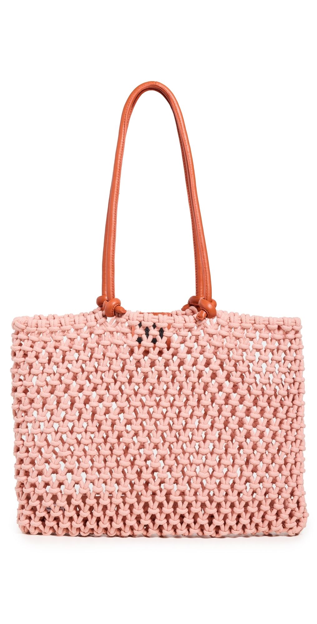 Clare V. Sandy Tote Blush w/ Bright Poppy Straps One Size