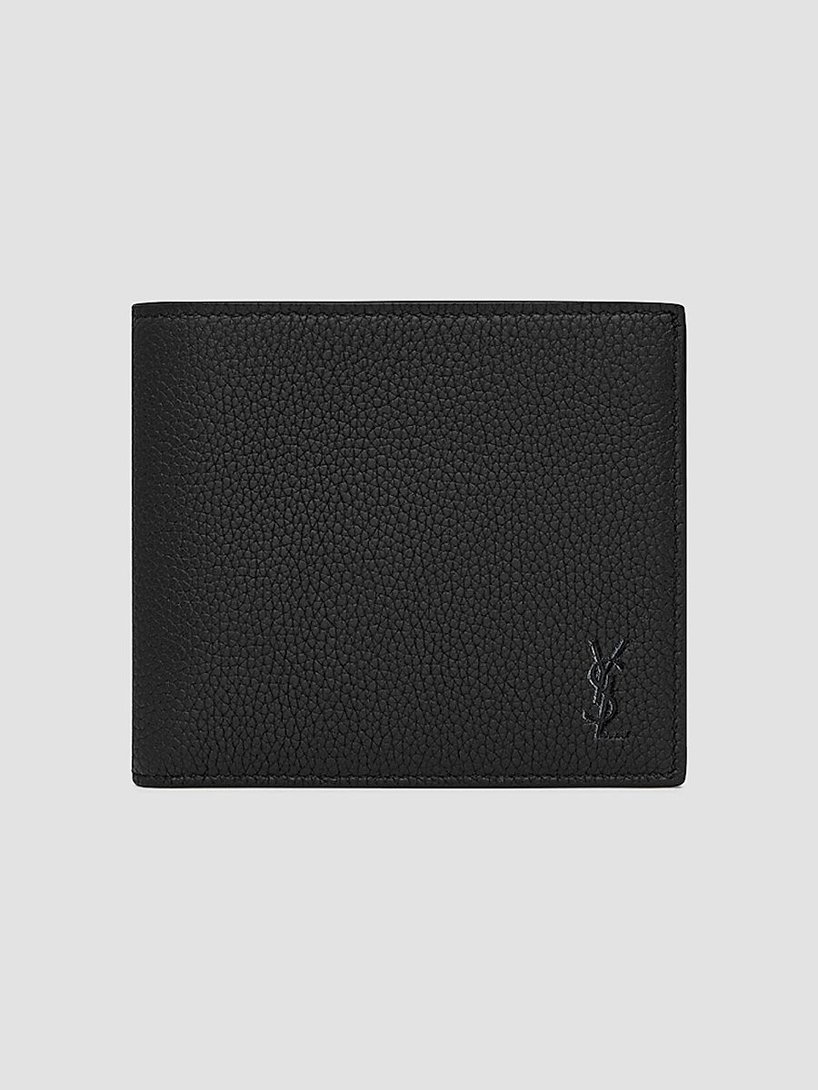 Saint Laurent Men's Cassandre Shadow Leather Wallet with Coin Purse - Black