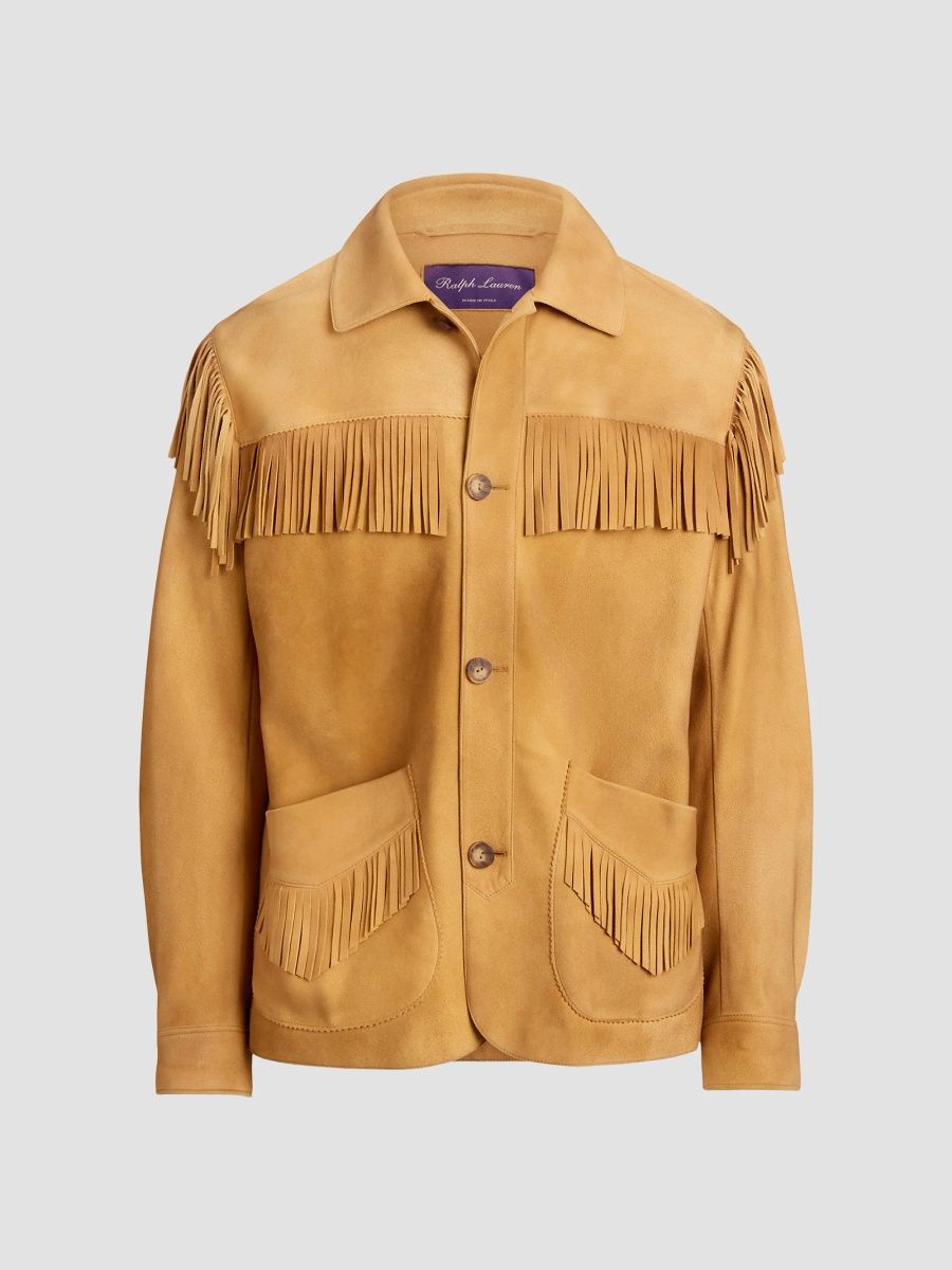 Ralph Lauren Purple Label Men's Carson Fringe Suede Jacket - Camel - Size XXL