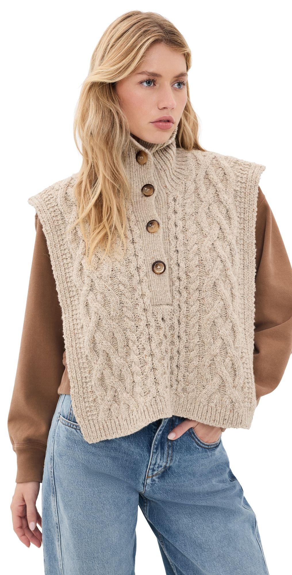 Isabel Marant Kara Cable Knit Scarf Beige One Size