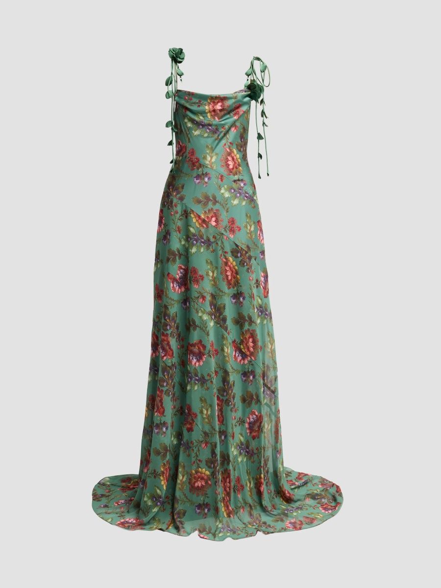 Women's Fresco Floral Vionette Gown - Dark Ivory Multi - Size 00