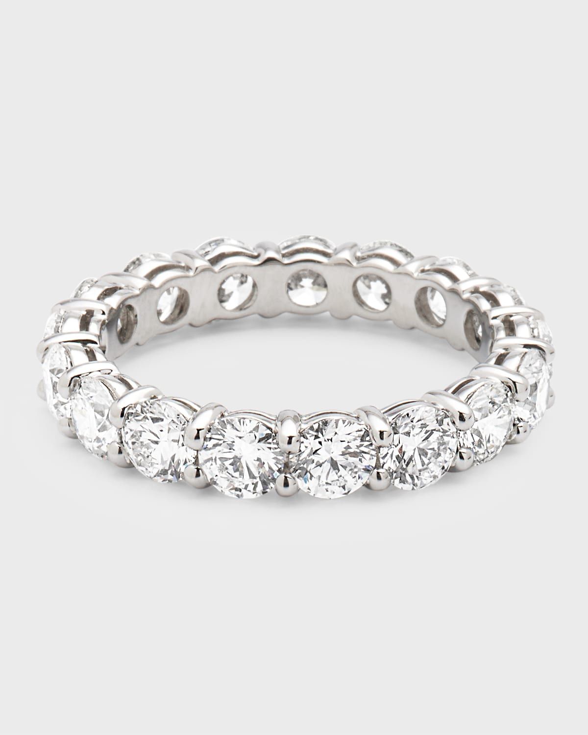 Platinum Round Diamond Eternity Ring, Size 6 3/4, 3.57tcw