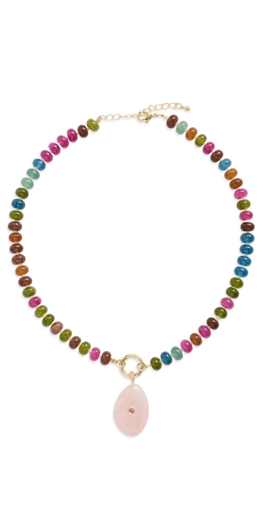 By Adina Eden Beaded Natural Stone Drop Necklace Multicolor One Size
