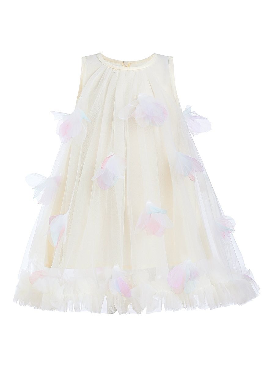 Little Girl's Blooming Tulle Sleeveless Dress - Ivory - Size 3