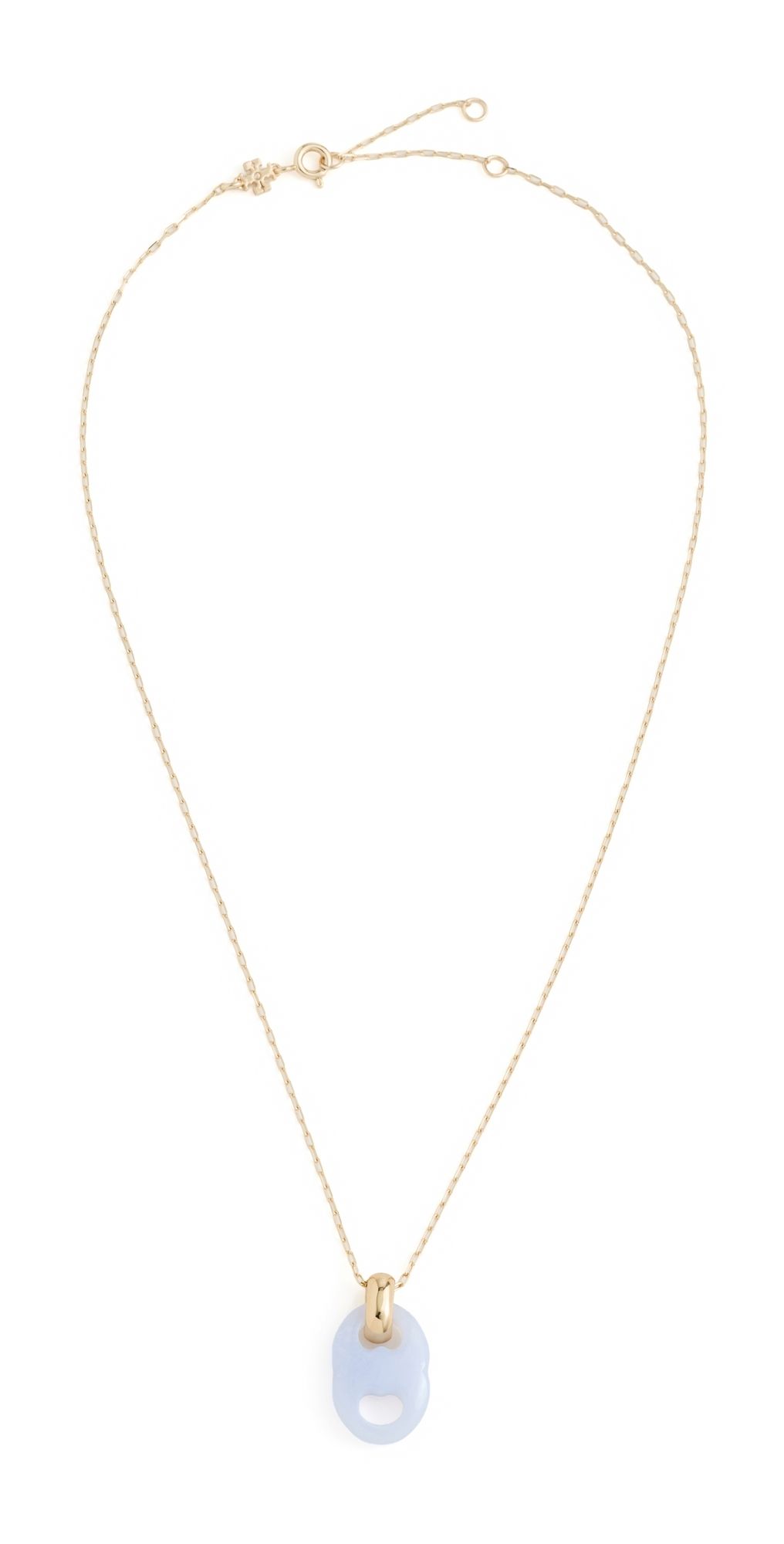 Tory Burch Gemini Link Pendant Necklace Light Brass/Blue One Size