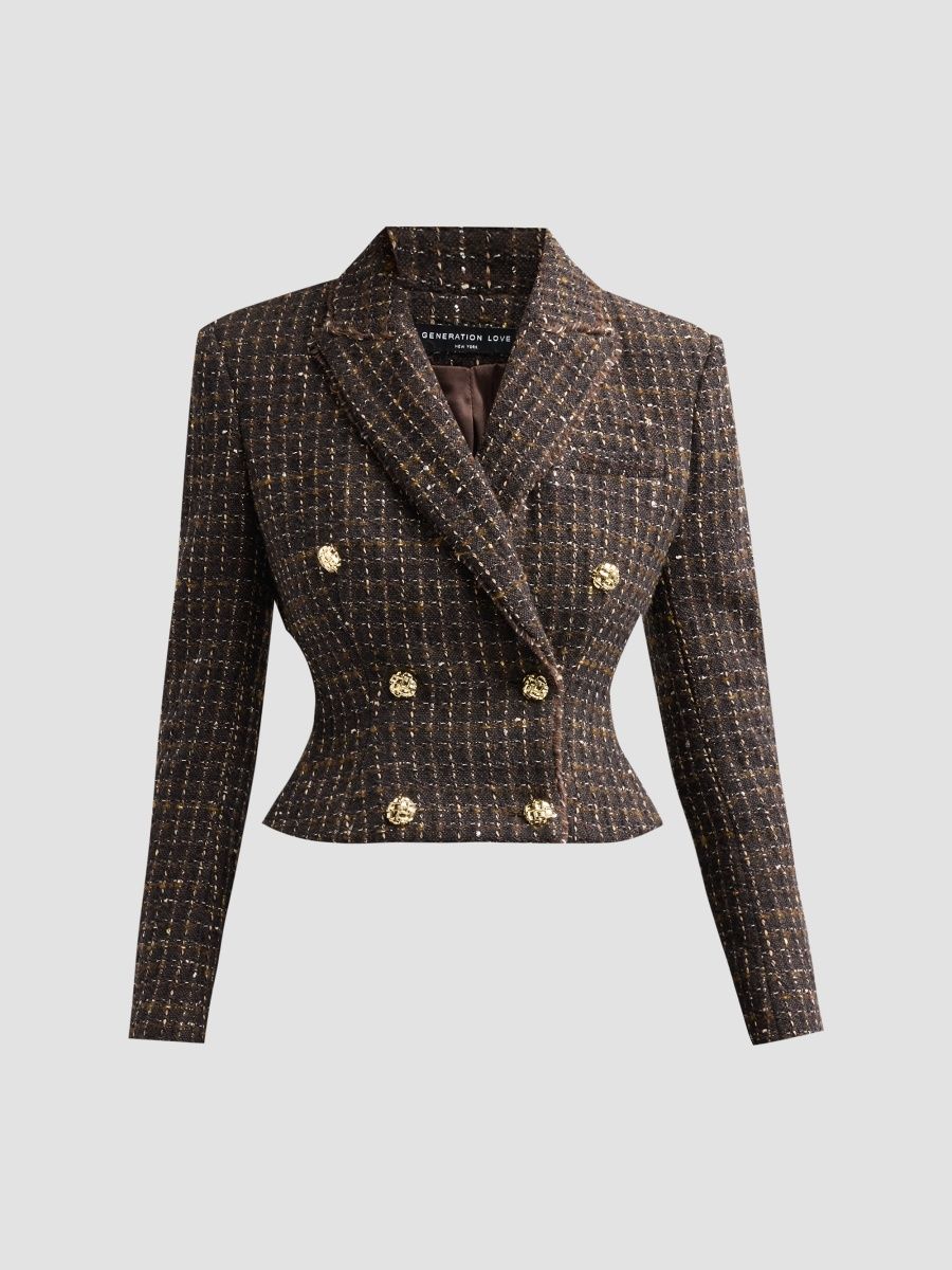 Generation Love Women's Aytul Cotton-Blend Tweed Crop Blazer - Brown Multi - Size XL