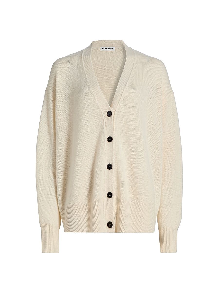 Women's Cashmere High-Low Oversized Cardigan - Cloud - Size Small