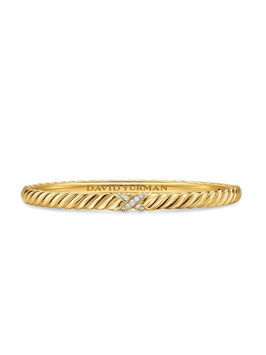 Women's Sculpted Cable X Bracelet in 18K Yellow Gold - Diamond - Size XS