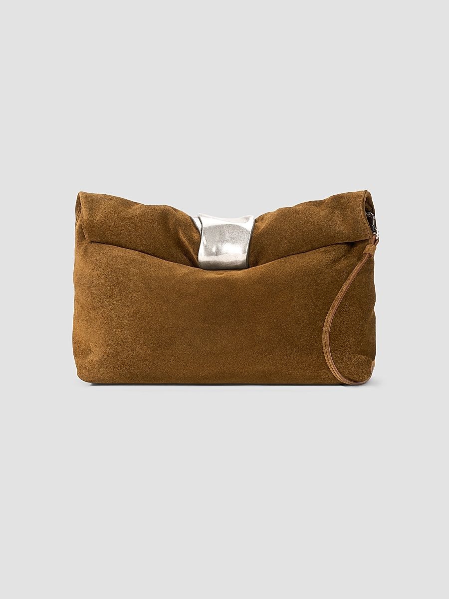 Women's Cuff Suede Clutch - Cigar