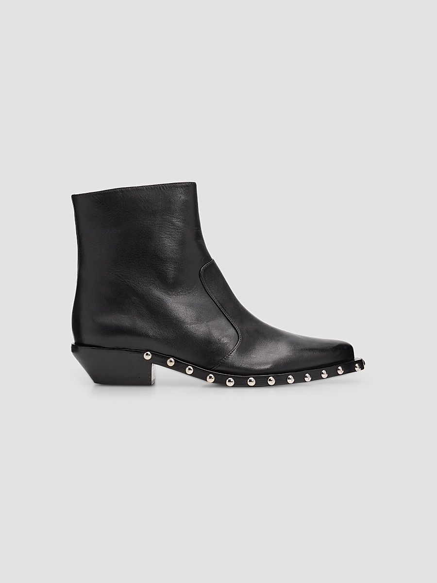 Women's Taylor 30MM Studded Leather Booties - Black - Size 9