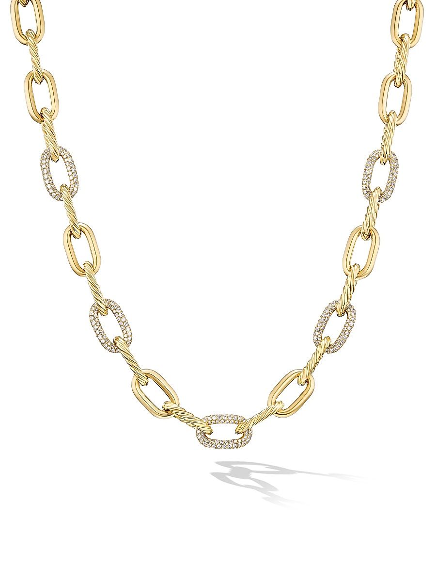 Women's DY Madison Chain Necklace in 18K Yellow Gold with Diamonds - Diamond - Size 18.5
