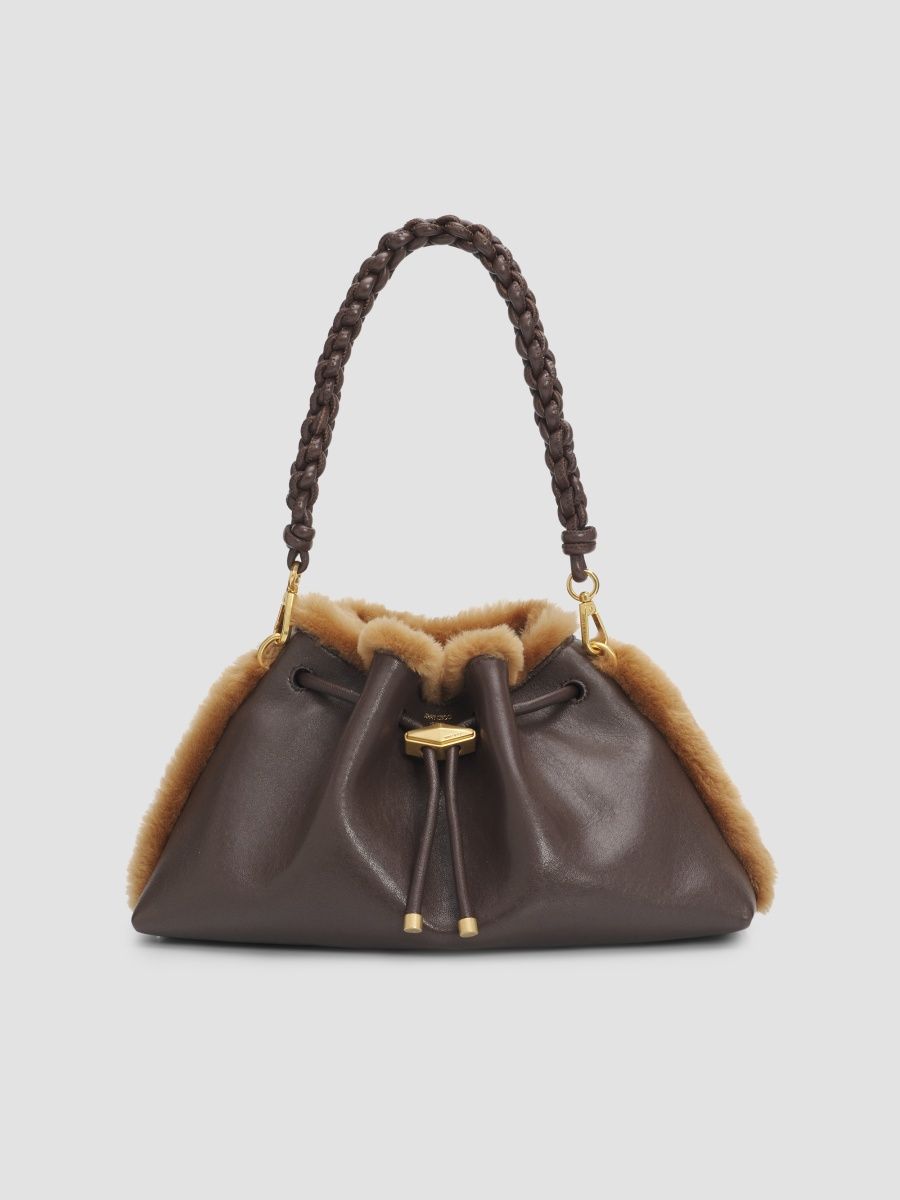 Jimmy Choo Women's Cinch Biker Leather Shoulder Bag - Chocolate Teddy Gold