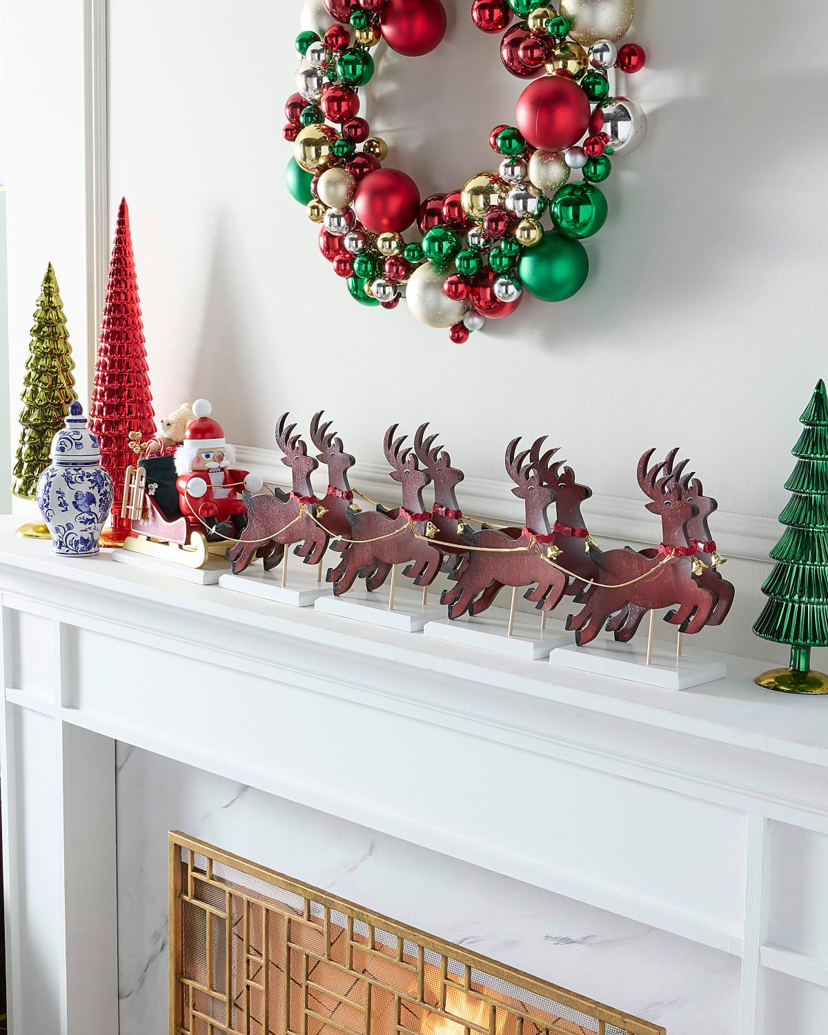 Santa On His Sled with Reindeer Christmas Decoration