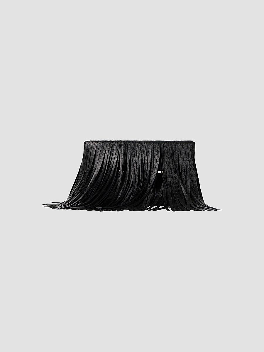 Givenchy Women's Pinch Soft Clutch in Nappa Leather with Fringes - Black
