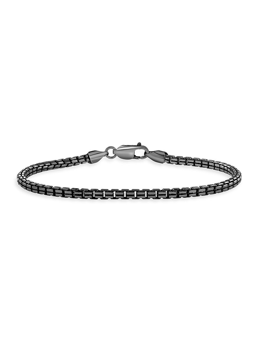 Men's Black Ruthenium-Plated Sterling Silver Chain Bracelet - Silver