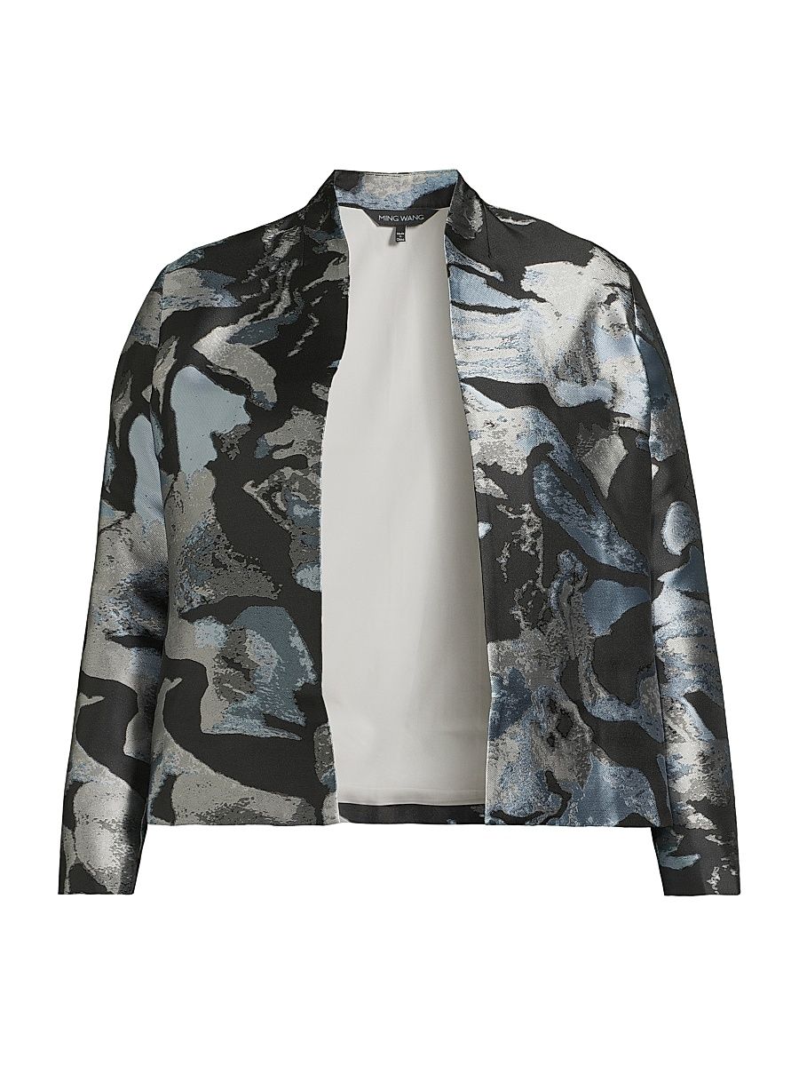 Women's Plus Floral Woven Heritage-Fit Jacket - Dawn Granite Lunar Rock - Size 20