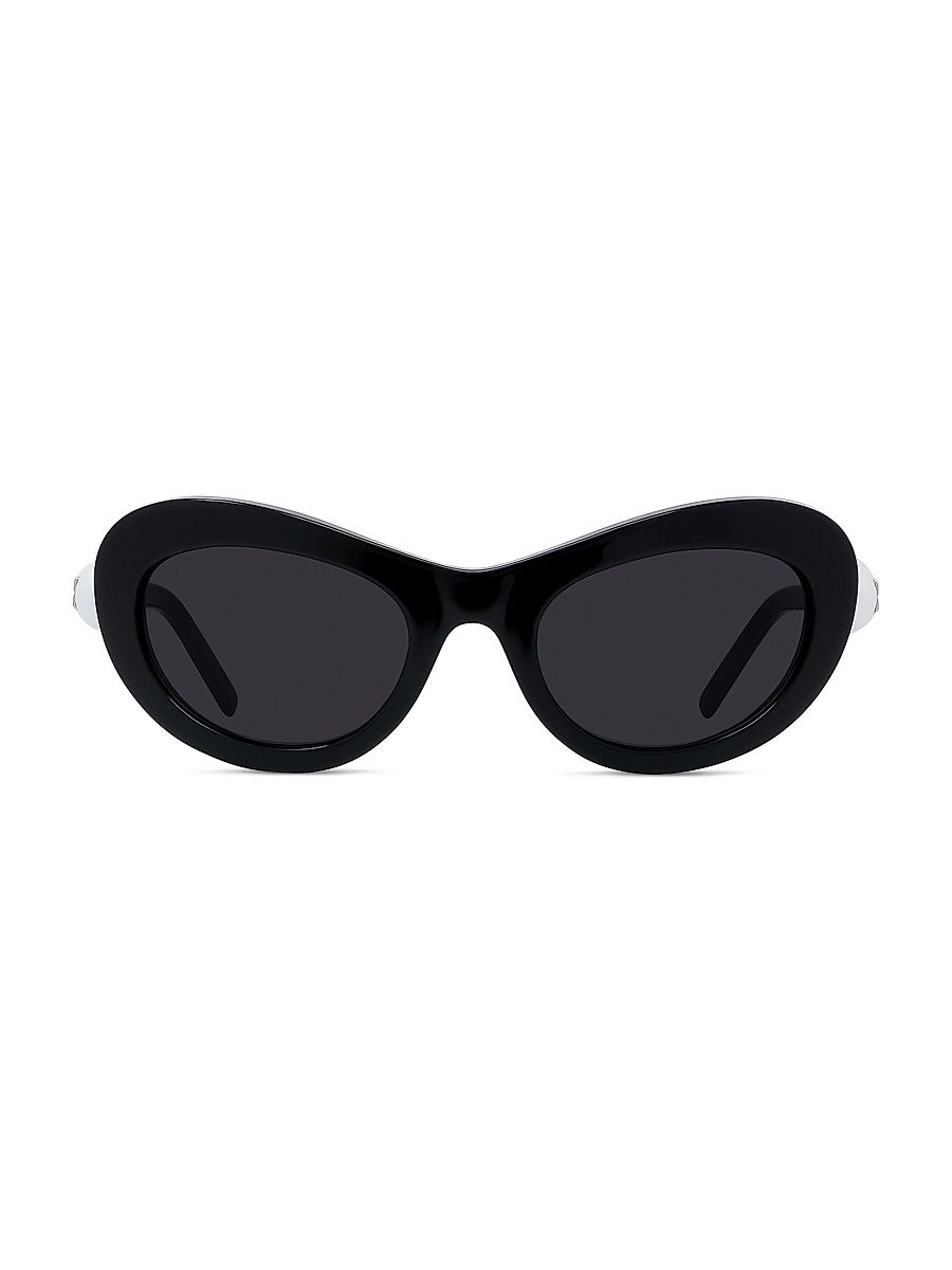 Women's Pearl Oval 51MM Sunglasses - Shiny Black Smoke