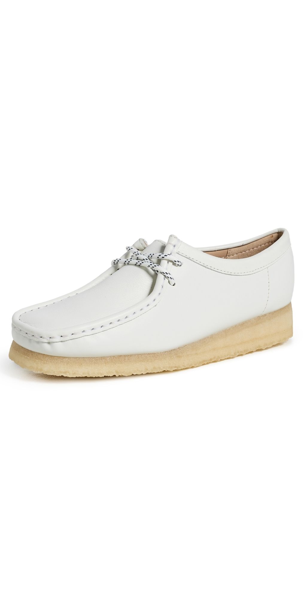 Clarks Wallabee Flats White Grain Leather 7.5