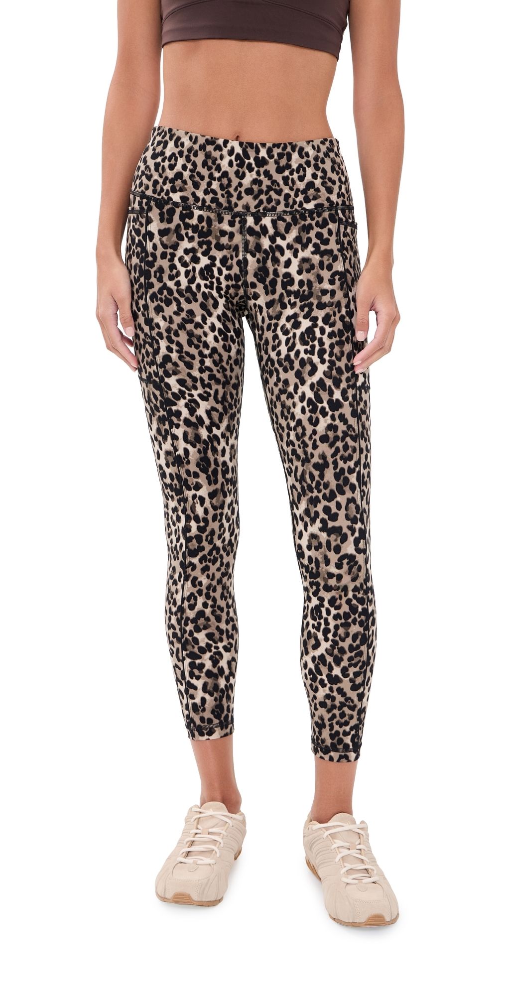 Sweaty Betty Power Piping Workout 7/8 Leggings Brown Ink Leopard Print XL