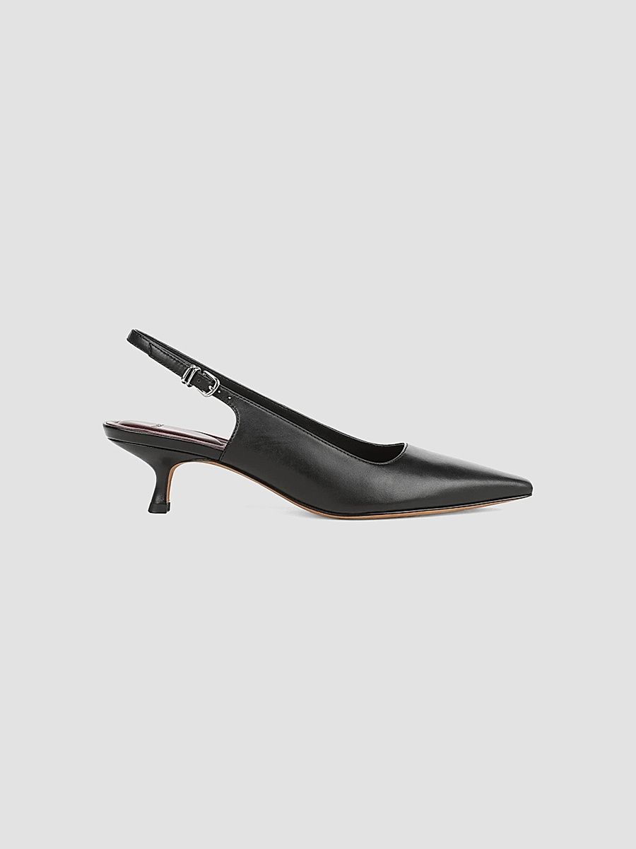 Women's Sabra Leather Slingback Heels - Black - Size 6.5