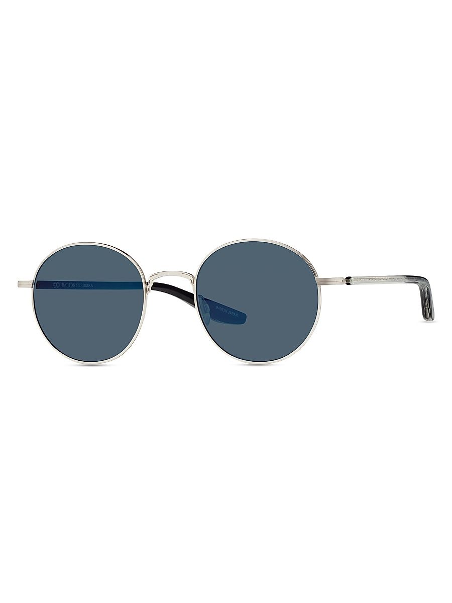Men's Caster 50MM Round Sunglasses - Vintage Blue Silver