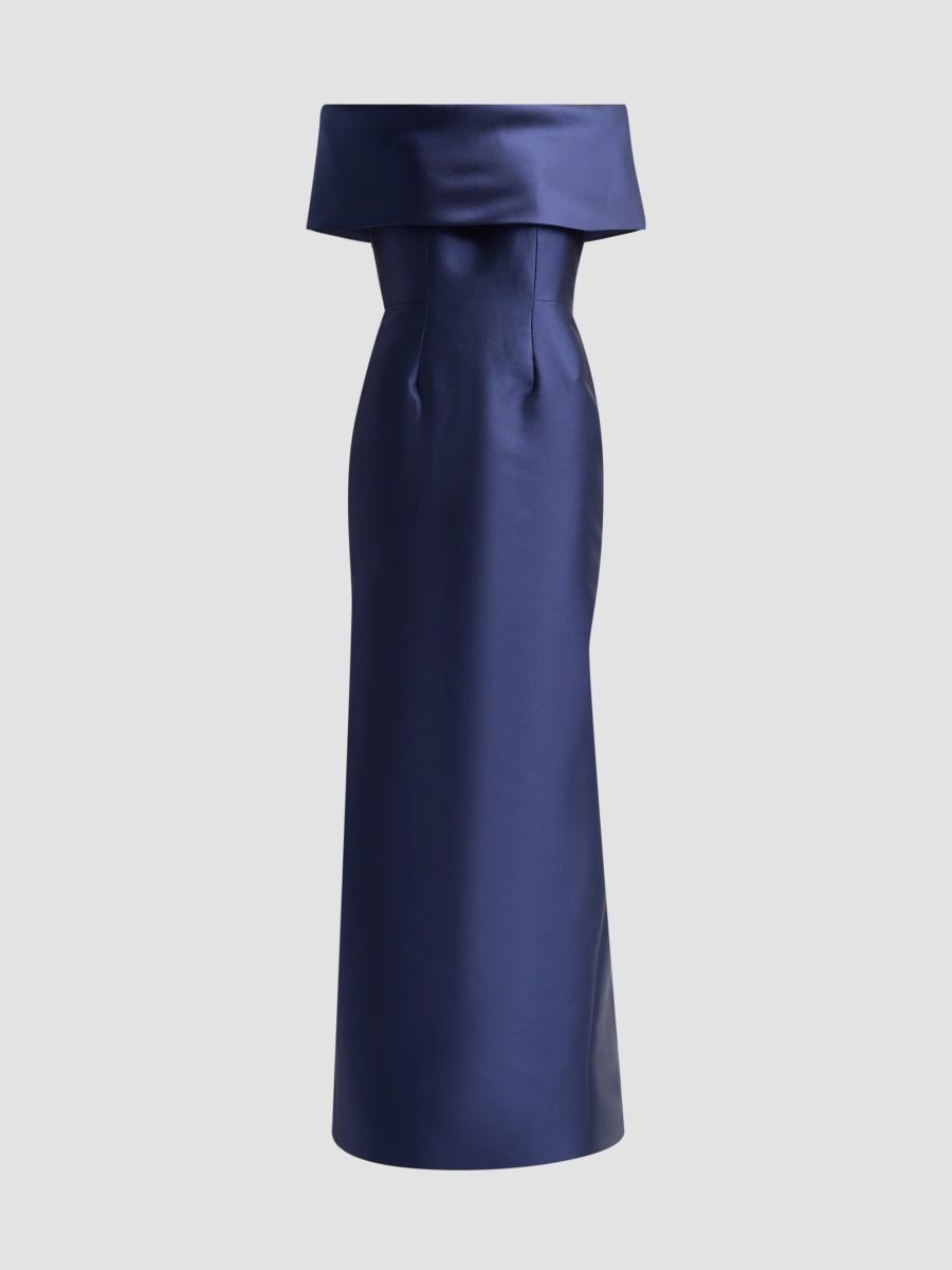 Catherine Regehr Women's Silk-Wool Radzimir Off-The-Shoulder Gown - Light Navy - Size 10