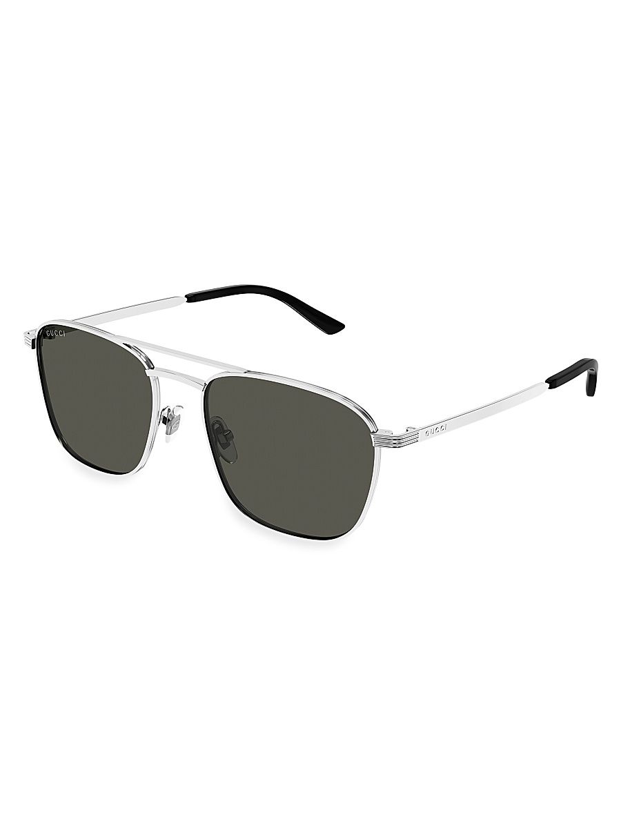 Men's New Light Metal 54MM Square Sunglasses - Silver Grey