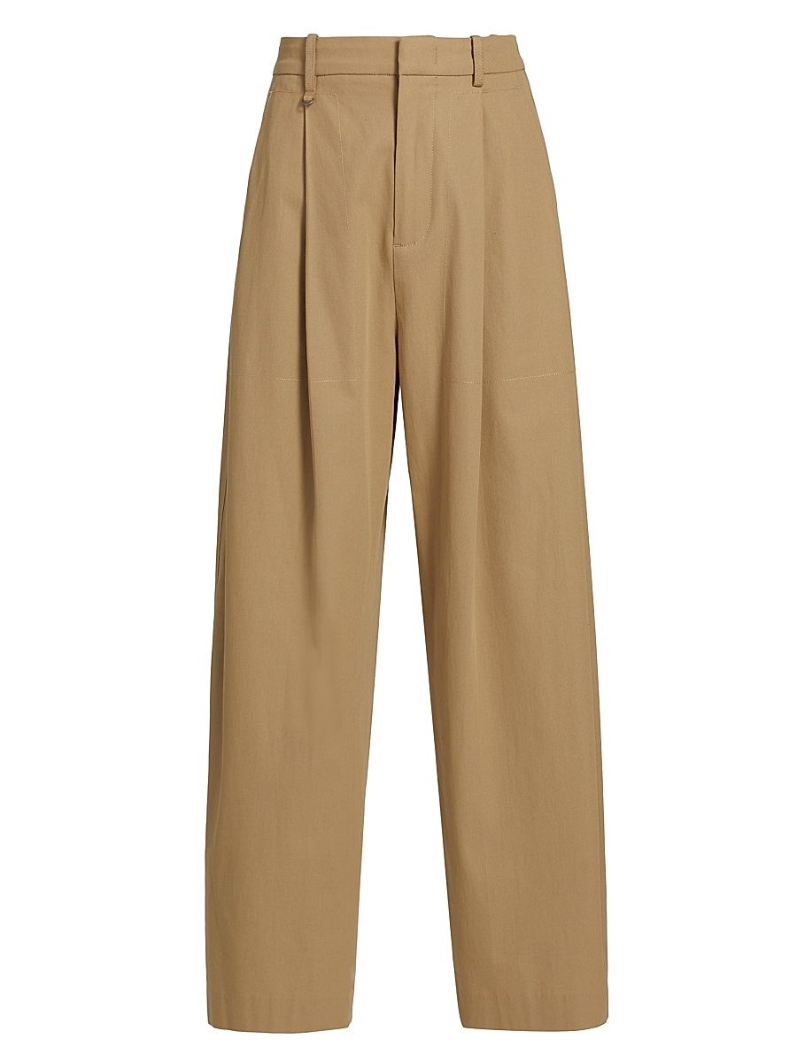 Women's Pleated-Front Mid-Rise Wide-Leg Trousers - Fawn - Size 6
