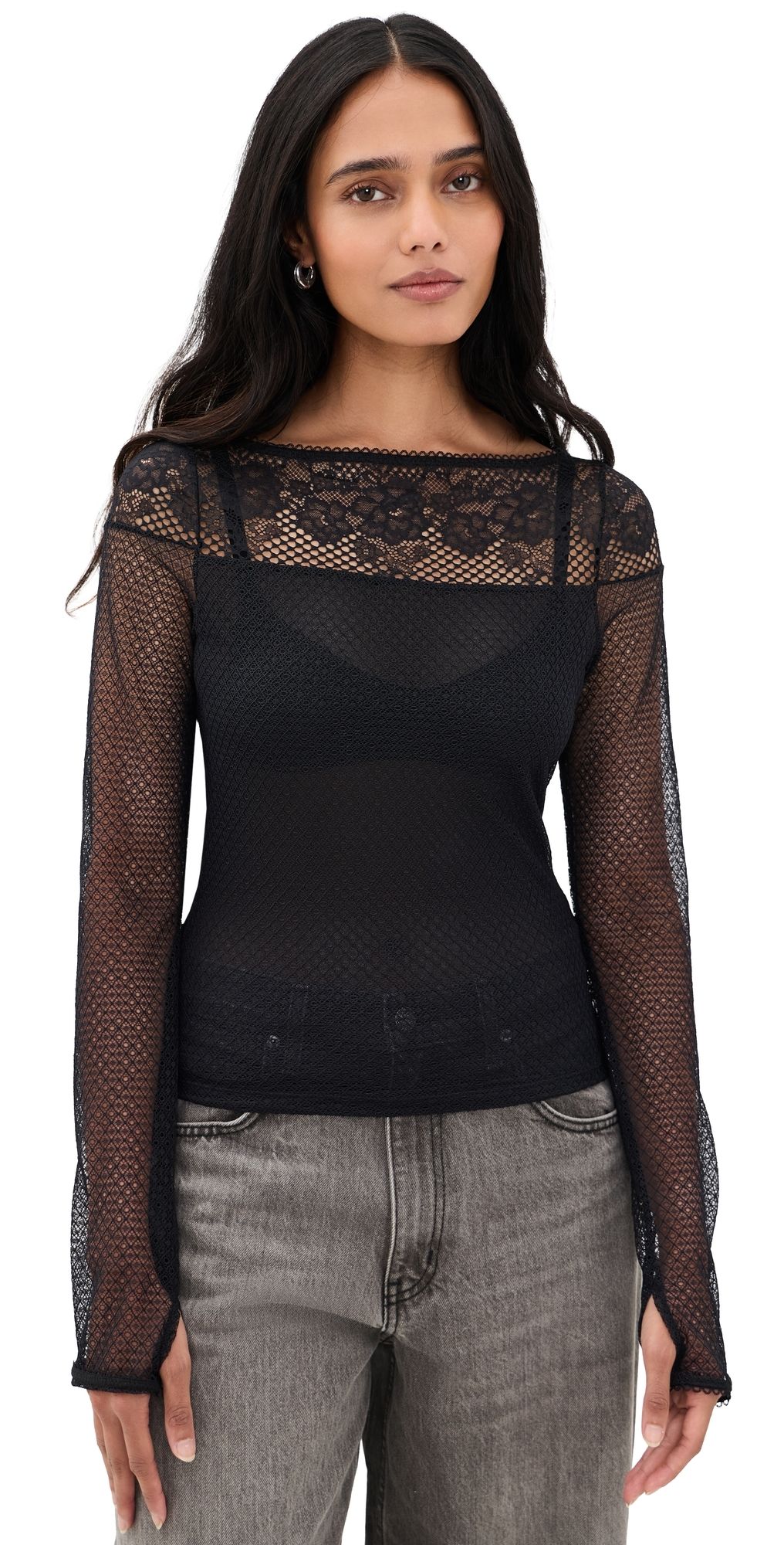 Free People Night Mode Layering Top Black L
