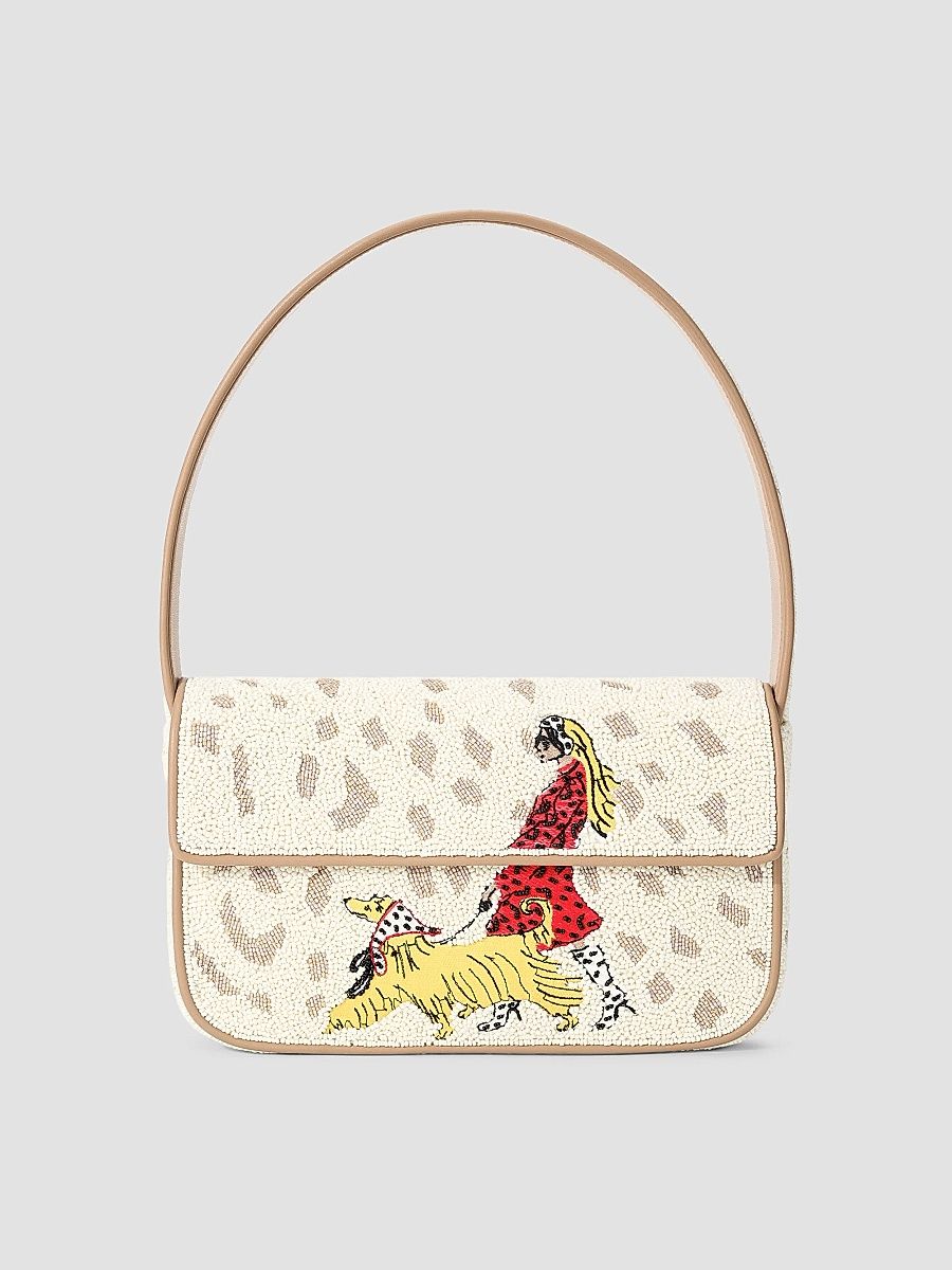 Women's Tommy Beaded Shoulder Bag - Dog Walk