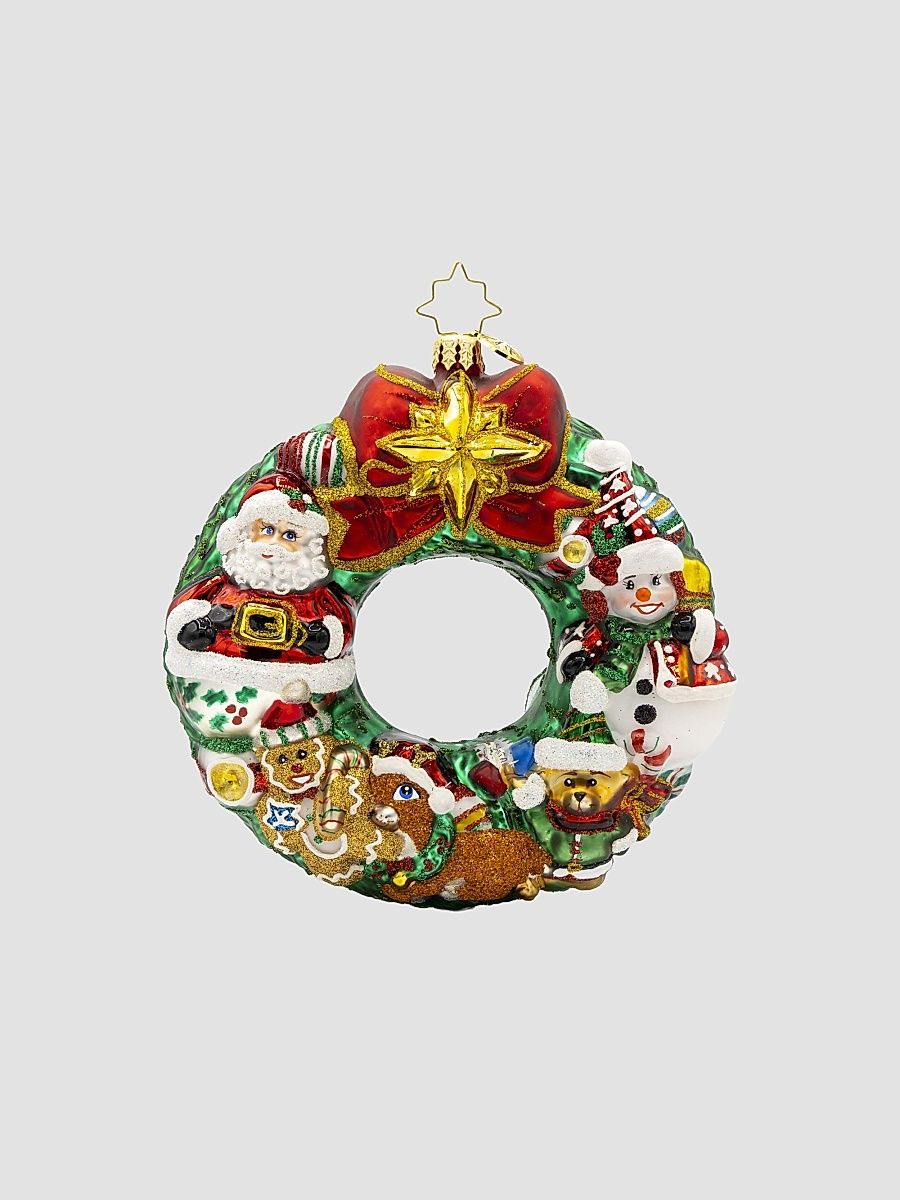 Jingle All The Way Wreath Glass Ornament