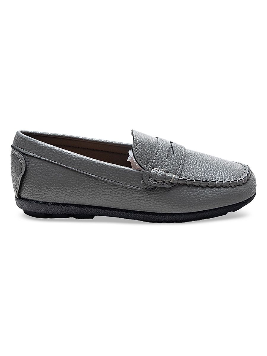 Moustache Boy's Faux Leather Penny Loafers - Gray - Size 5 (Child)