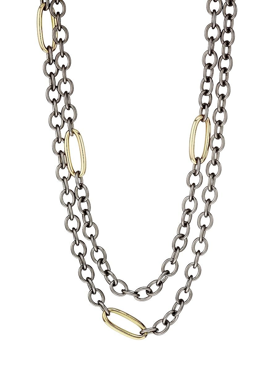 Women's Black Rhodium-Plated Silver & 14K Yellow Gold Double-Strand Necklace