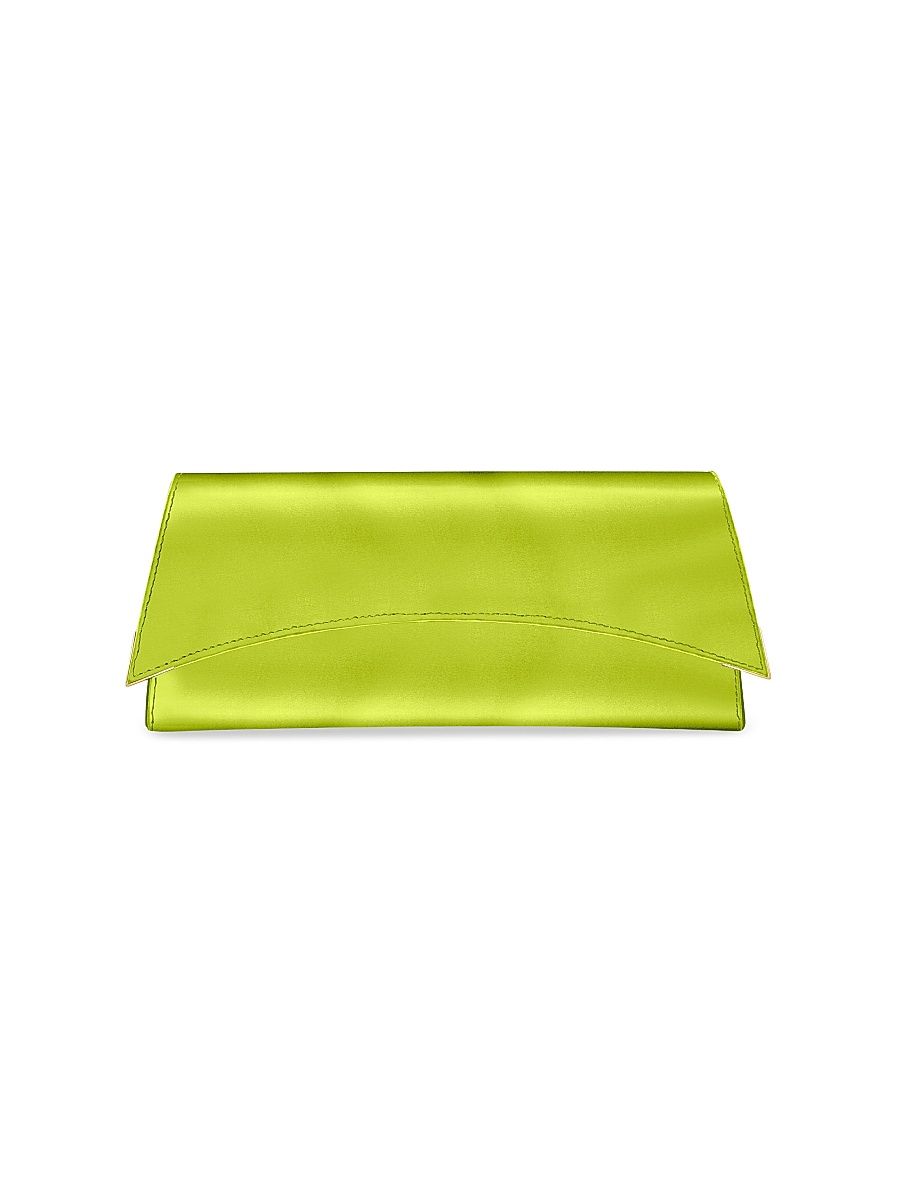 Women's Veronica Clutch in Satin with Gold Hardware - Chartreuse