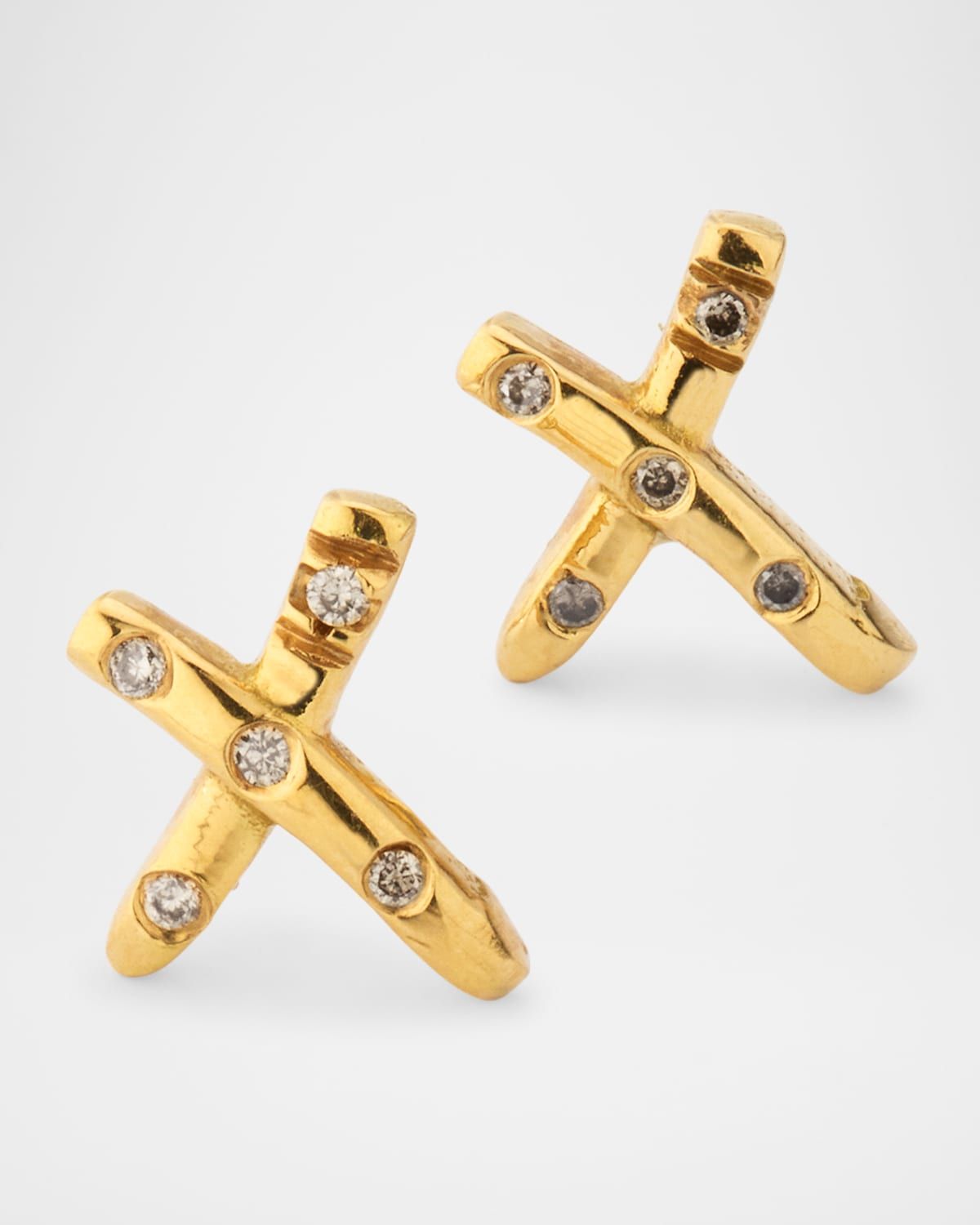 18K Yellow Gold Crossroads Diamond Stud Earrings