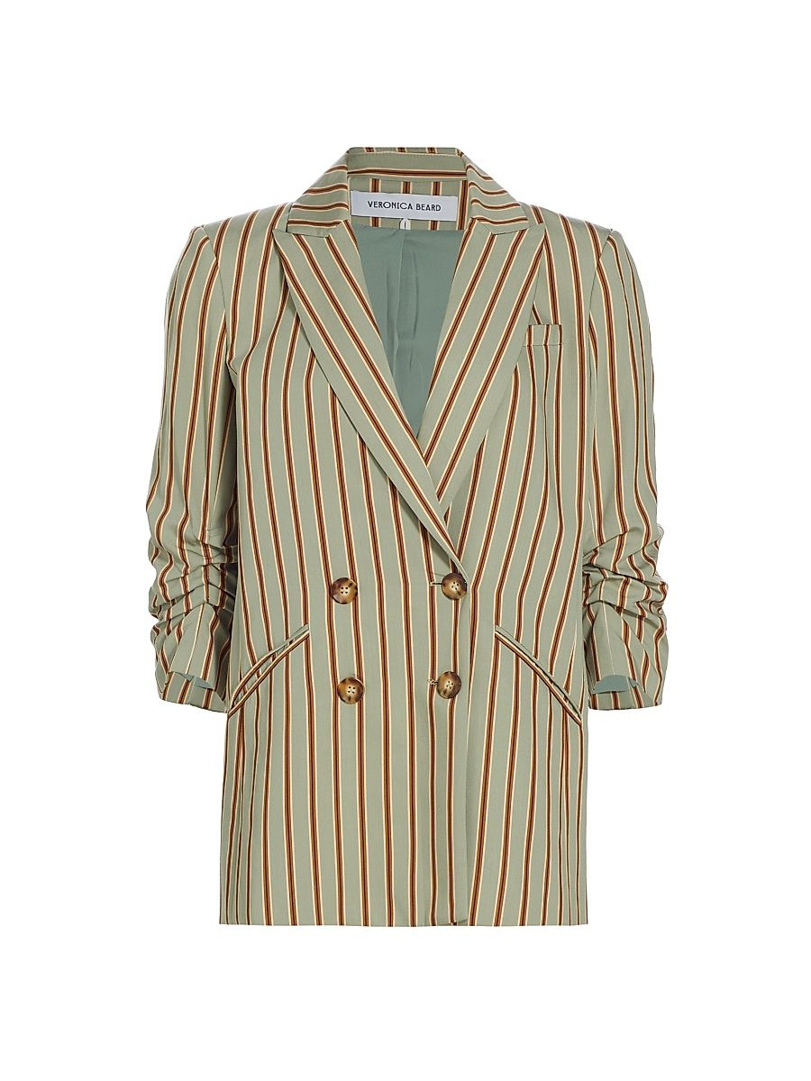 Women's Kiernan Striped Double-Breasted Jacket - Seafoam Multi - Size 6