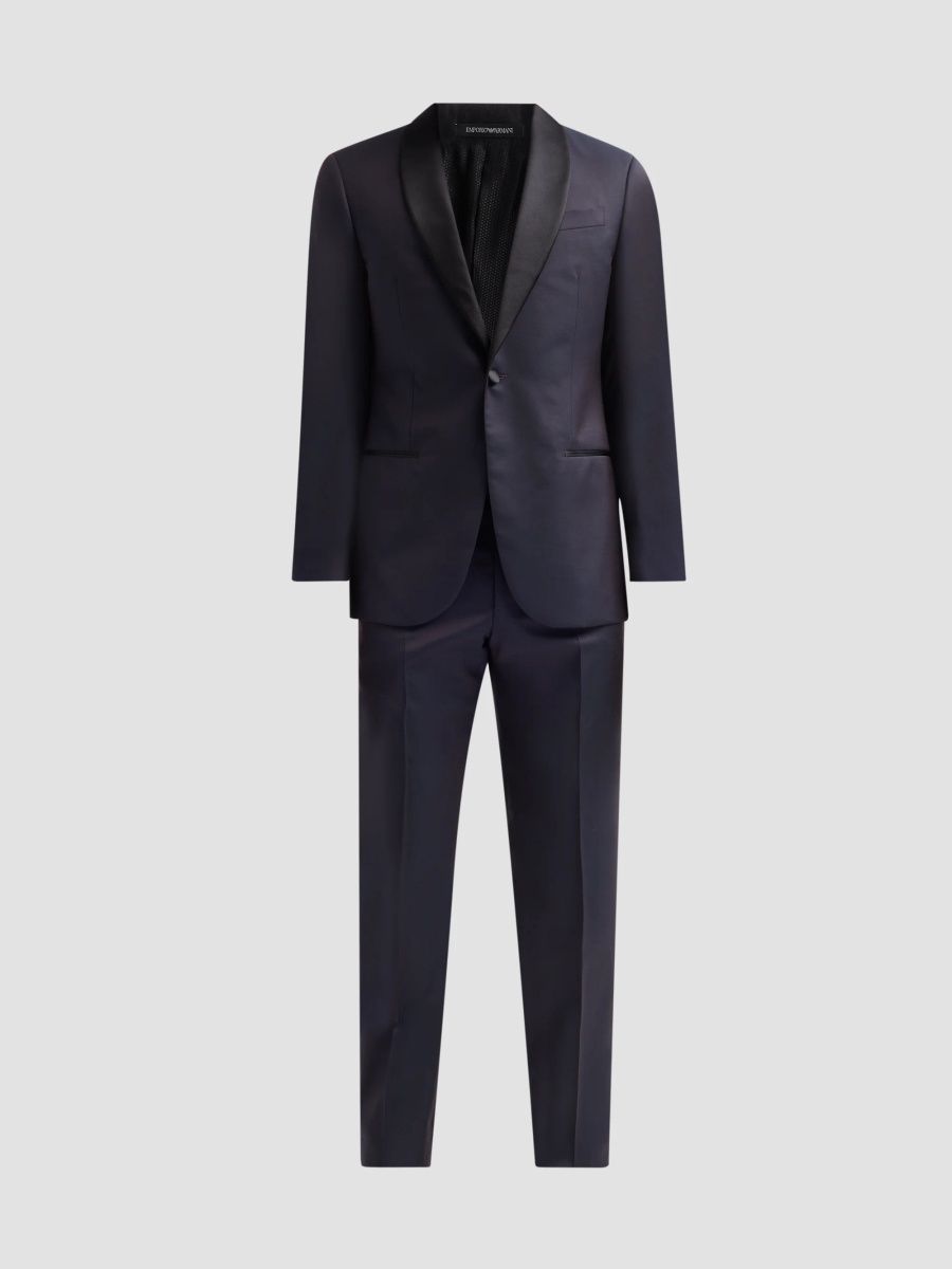 Emporio Armani Men's Woven Satin-Trim Single-Breasted Suit - Aubergine Multi - Size 38