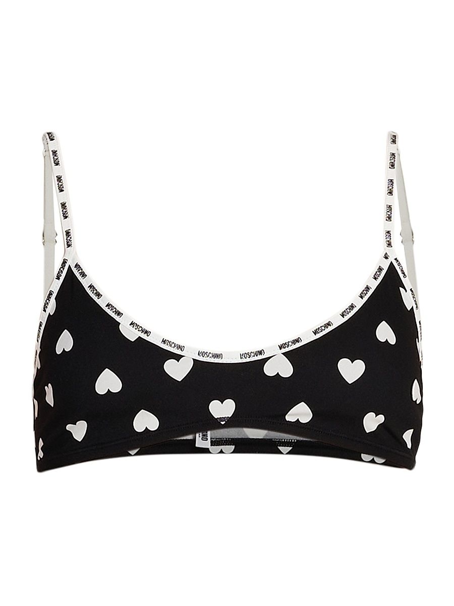 Women's Heart-Print Scoopneck Bralette - Multi Black - Size XL