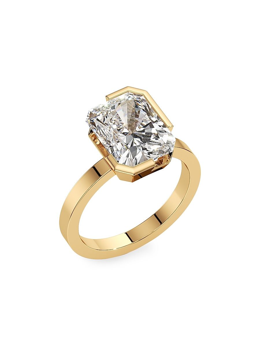 Women's Meta 18K Yellow Gold & 4.00 TCW Lab-Grown Diamond Radiant-Cut Solitaire Ring - Yellow Gold - Size 8.25