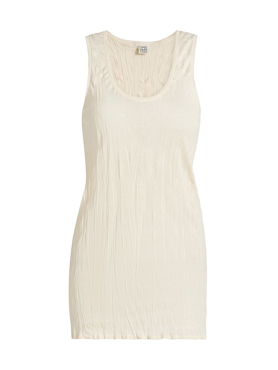 Women's Crinkled Knit Tank - Pale Apricot - Size XL