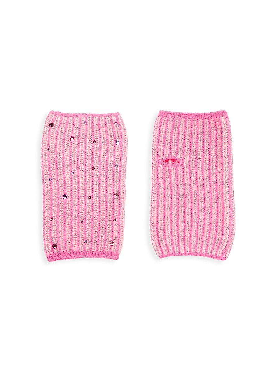 Girl's Carolyn Rowan x Stephanie Gottlieb Ribbed Fingerless Gloves - Hot Pink