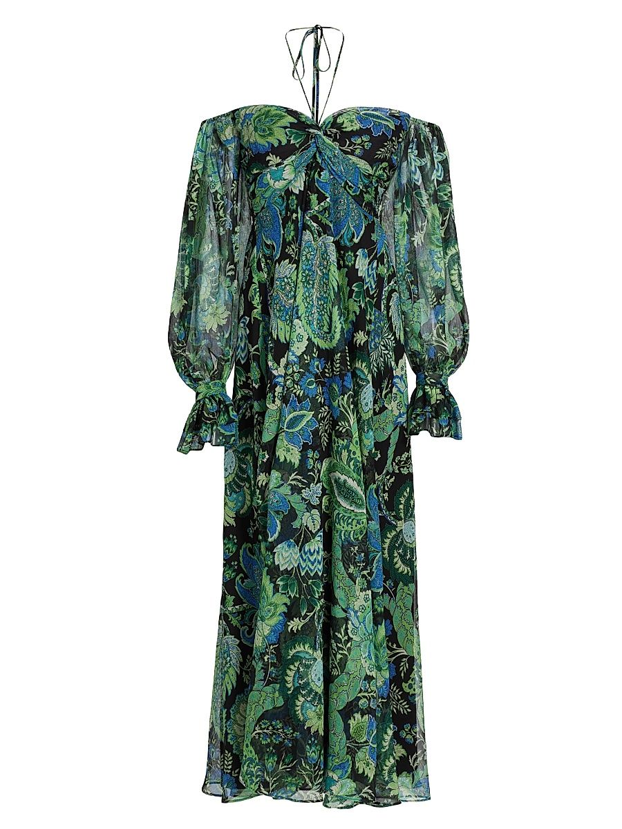 Women's Kelsey Halterneck Maxi Dress - Black Multi - Size 12