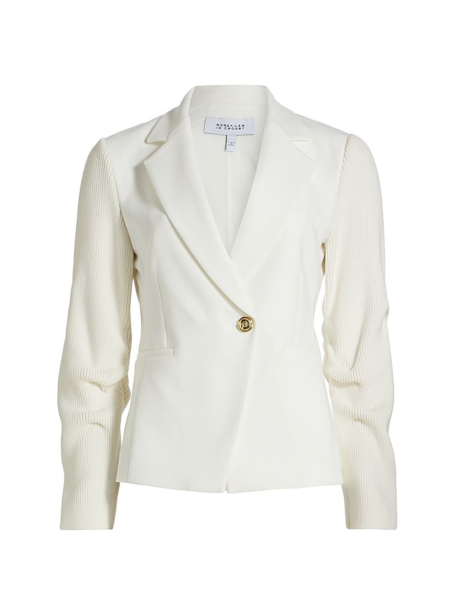 Women's Flora Mixed-Media Jacket - Soft White - Size 8