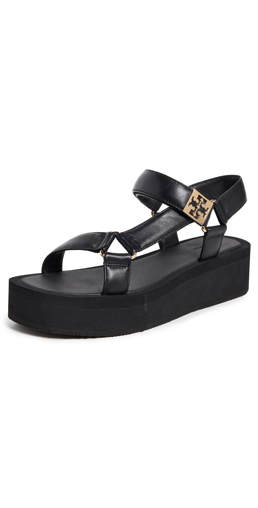 Tory Burch Mellow Platform Sandals Perfect Black/Gold 9