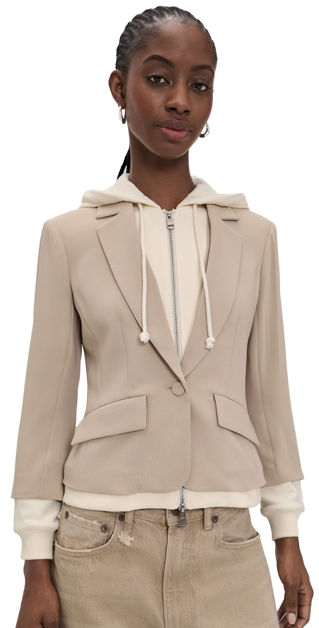 Cinq à Sept Zip Up Le Petit Khloe Blazer Khaki/Ivory 16