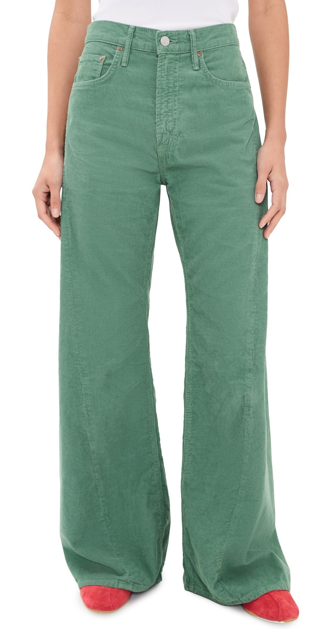 MOTHER The Lemon Twist Sneak Corduroy Jeans Dark Ivy 31