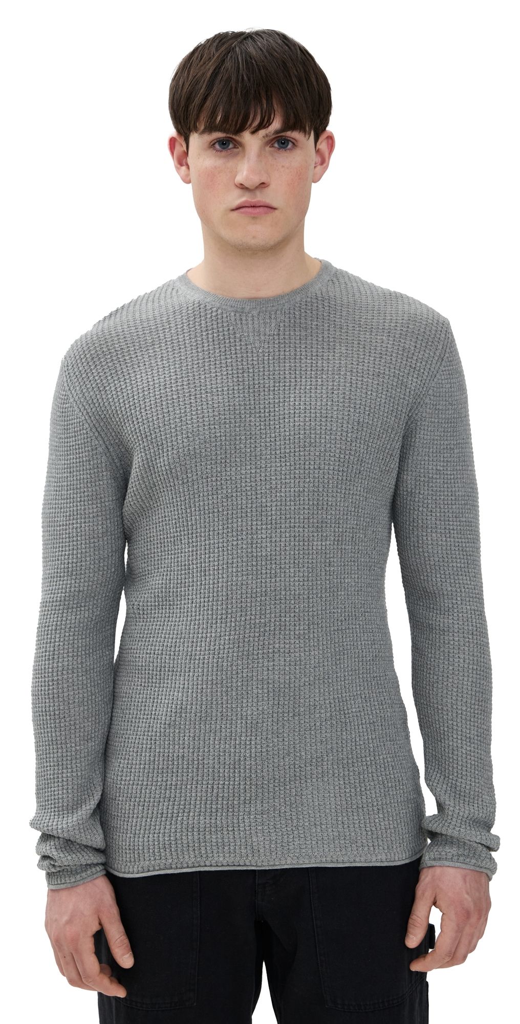 Billy Reid Mini Waffle Crew Grey L