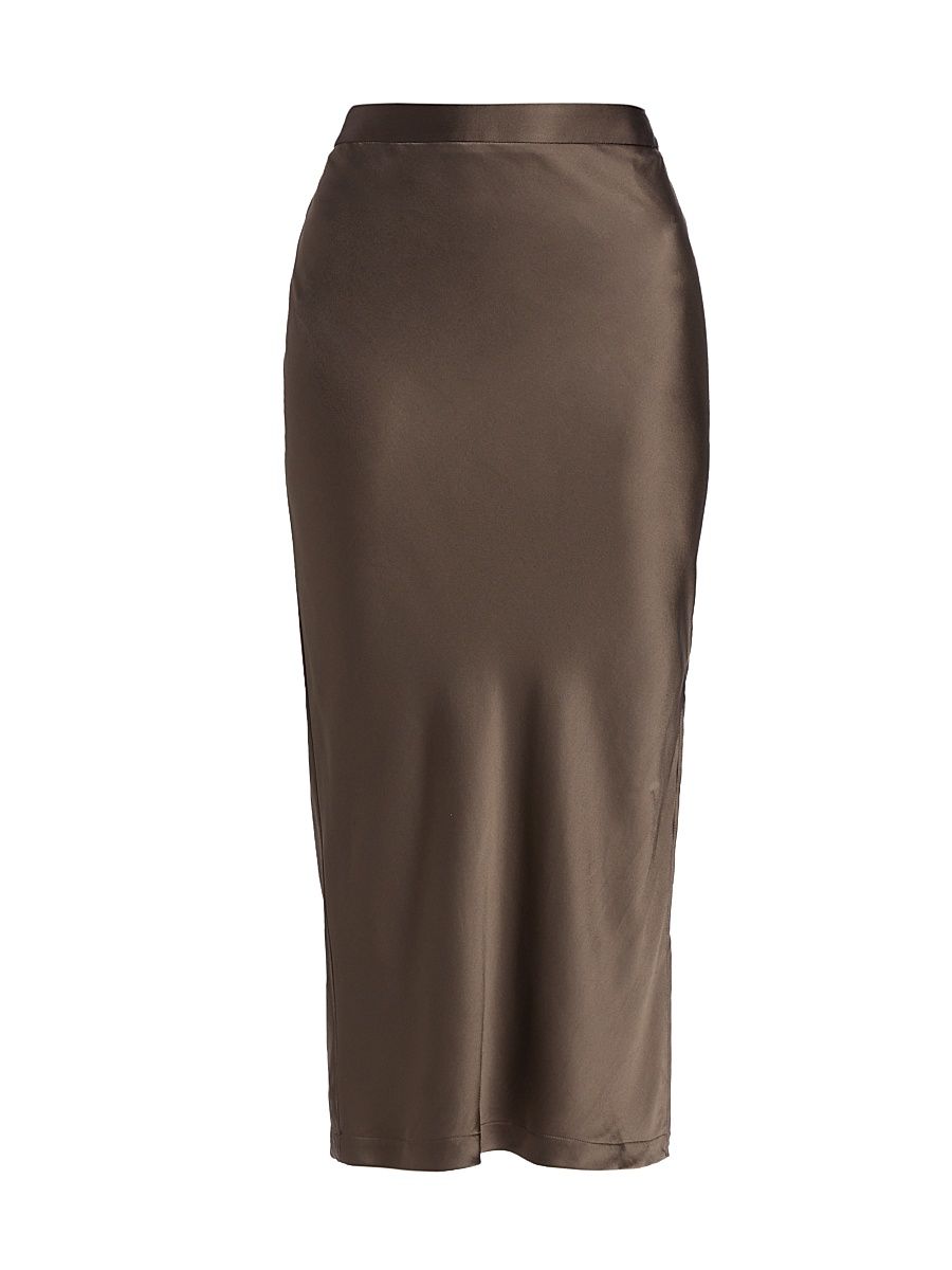 TWP Women's Blythe Silk Midi-Skirt - Turkish Coffee - Size Medium
