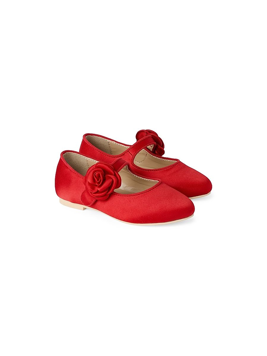 Little Girl's & Girl's Rosette Satin Ballet Flats - Red - Size 4 (Baby)
