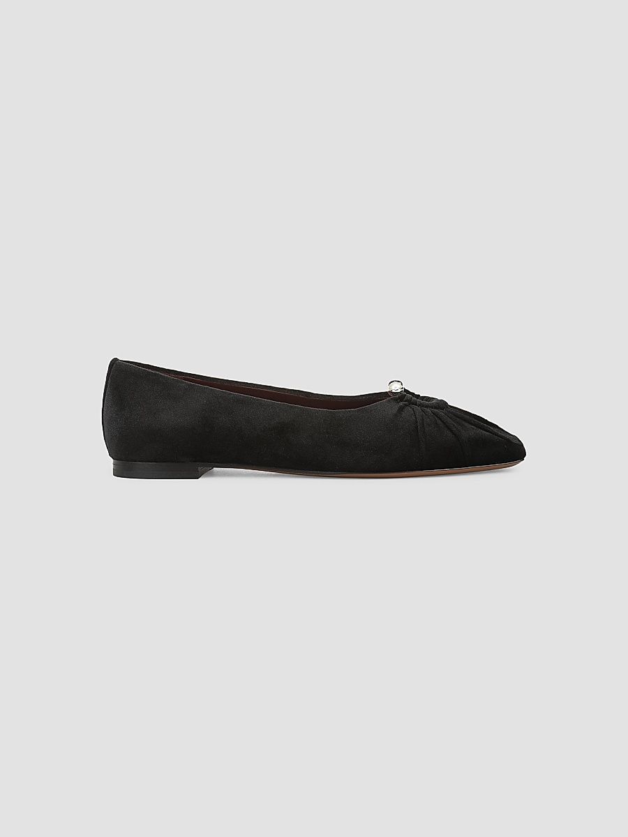 Women's Dany Faux Pearl-Embellished Velvet Ballerina Flats - Black - Size 8.5